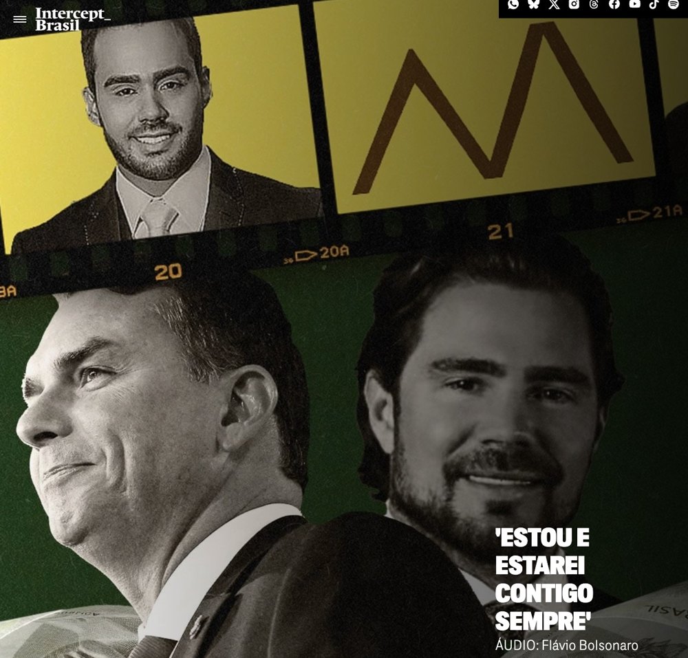 Print Intercept Brasil: áudio de Flávio Bolsonaro negociando R$ 134 milhões com Daniel Vorcaro