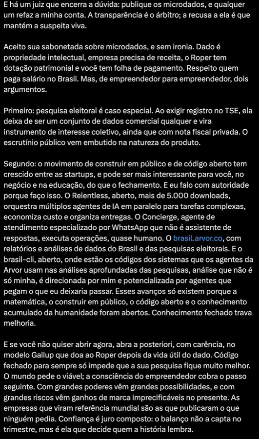 Trecho da resposta longa de Leonardo Dias