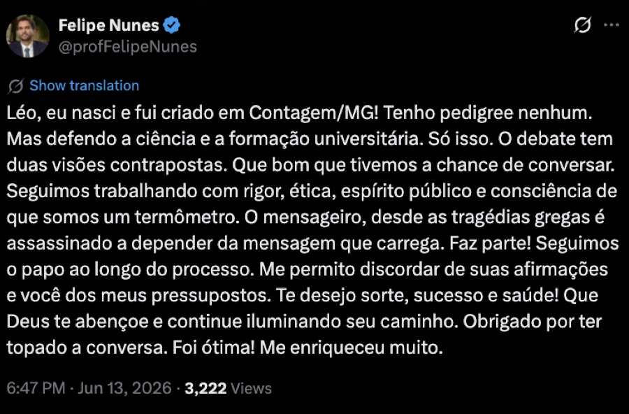 Encerramento de Felipe Nunes